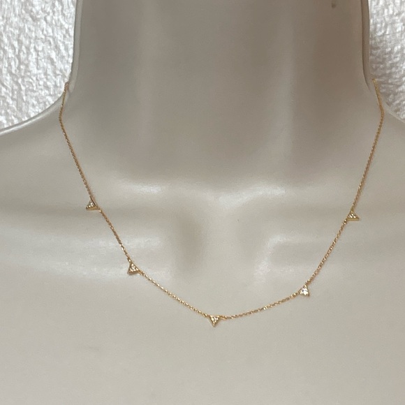 Jewelry - Dainty Chic 5 Crystal Paved Triangle Stations Gold Tone Necklace